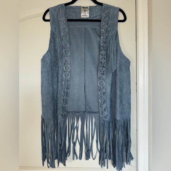 Vocal Tops - Vocal Blue Fringe Vest